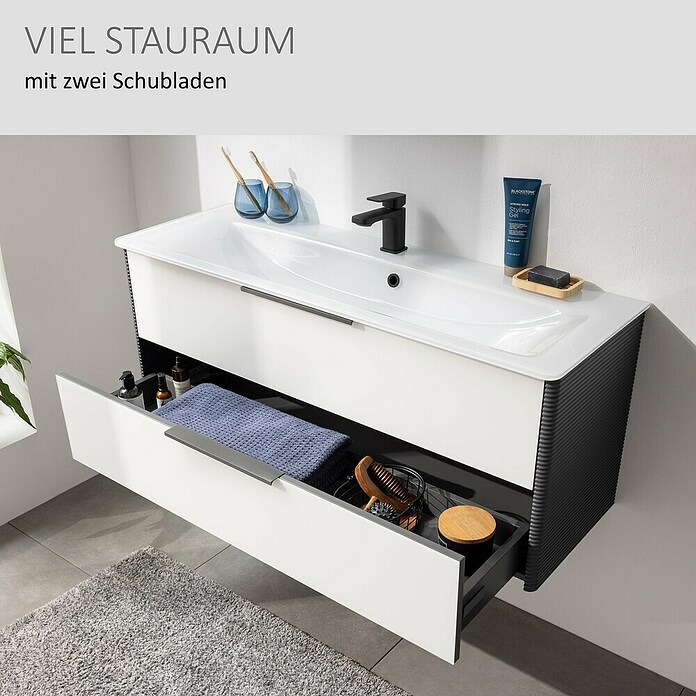 Camargue Marea Waschtischunterschrank (117 x 38,5 x 48 cm, Anthrazit/Weiß) | BAUHAUS