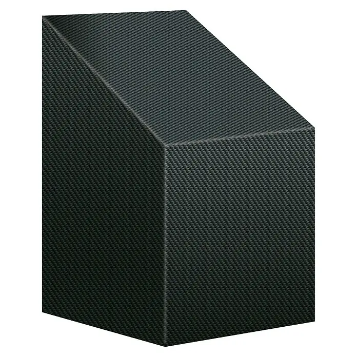 Pura Vida Stapelsessel-Schutzhülle Supreme - L x B x H: 65 x 65 x 150 cm, Polyethylen, Polypropylen, 160 g/m², Schwarz - Dunkelgrauer, kohlefasertexturierter Block mit schräger Oberseite.
