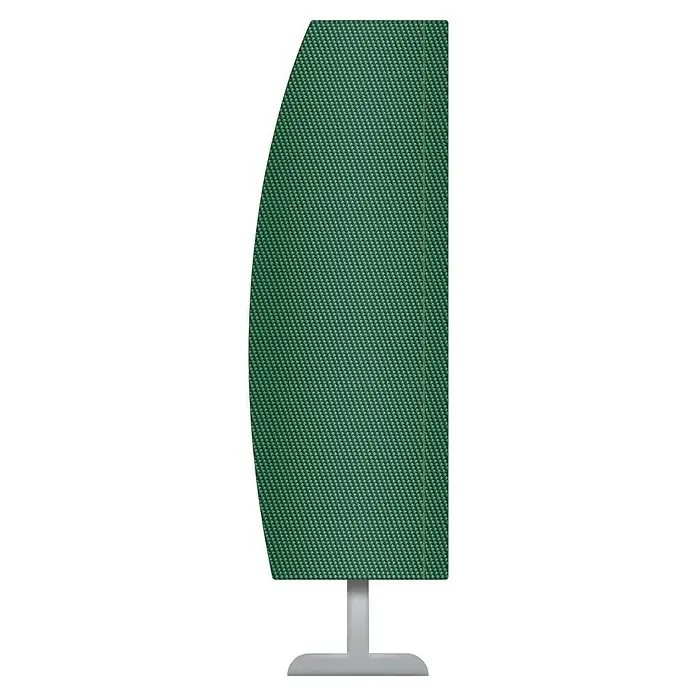 Pura Vida Sonnenschirm Schutzhülle Supreme - Passend für: Ampelschirme bis Ø400 cm (Grün), Polyethylen, Polypropylen, 160 g/m², Grün - Grünes texturiertes Anzeigepanel mit gekrümmter linker Kante und vertikaler Naht rechts, auf grauem Ständer.