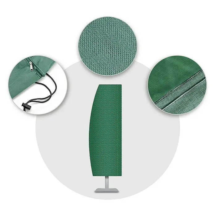 Pura Vida Sonnenschirm Schutzhülle Supreme - Passend für: Ampelschirme bis Ø400 cm (Grün), Polyethylen, Polypropylen, 160 g/m², Grün - Grüne Schutzhülle aus strukturiertem Stoff für einen Heizstrahler mit Reißverschluss und Kordelzug.
