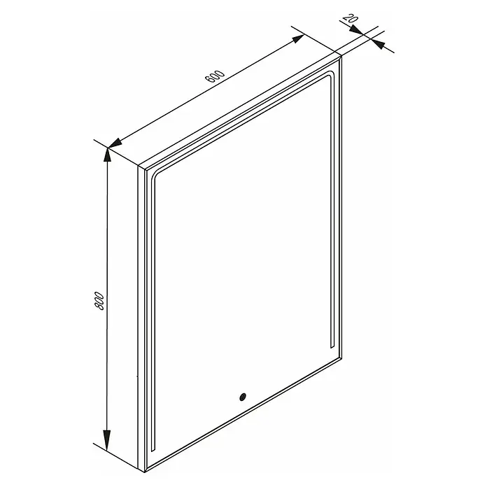Camargue Marea LED-Lichtspiegel - 60 x 80 cm - Rechteckiger Badezimmerspiegel mit LED-Beleuchtung, Touch-Sensor, Maße 800x600x20mm.