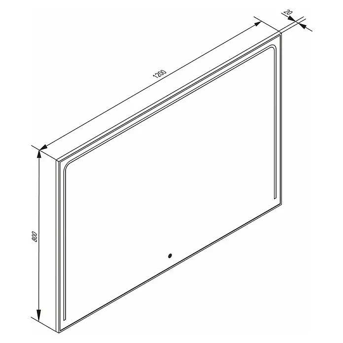 Camargue Marea LED-Lichtspiegel - 120 x 80 cm - Rechteckiger Spiegel (1200x800x20 mm) mit beleuchteten Kanten und Touch-Sensor.