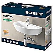 Geberit Renova Waschtisch-Set (60 x 48 cm, Ohne Spezialglasur, Hahnloch: Mitte, Mit Überlauf, Weiß) | BAUHAUS