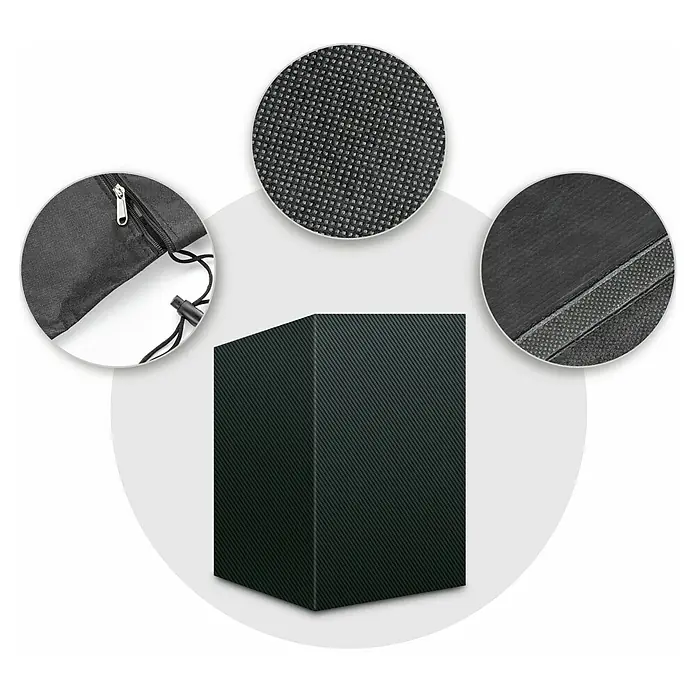 Pura Vida Strandkorb-Schutzhülle Supreme - L x B x H: 155 x 155 x 170 cm, Polyethylen, Polypropylen, 160 g/m², Schwarz - Dunkle strukturierte Schutzhülle mit Reißverschluss, Stoffdetails und Nähten.
