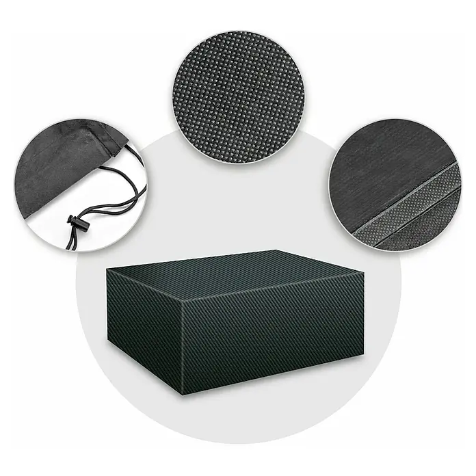 Pura Vida Loungemöbel Schutzhülle Supreme - L x B x H: 240 x 200 x 95 cm, Polyethylen, Polypropylen, 160 g/m², Schwarz - Dunkelgraue, quaderförmige Schutzhülle aus strapazierfähigem, strukturiertem Gewebe mit Kordelzug und verstärkten Nähten.