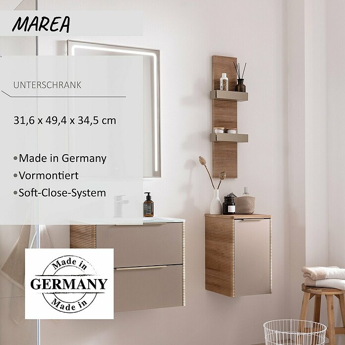 Camargue Marea Unterschrank (31 x 34,5 x 49,4 cm, DIN Anschlag: Rechts, Goldbronze) | BAUHAUS