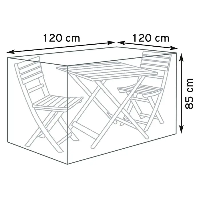 Pura Vida Balkonmöbel Schutzhülle Supreme - L x B x H: 120 x 120 x 85 cm, Polyethylen, Polypropylen, 160 g/m², Schwarz - Schutzhülle für Gartenmöbel (Tisch und zwei Stühle), Maße 120x120x85 cm (LxBxH).