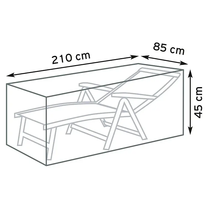 Pura Vida Gartenliege Schutzhülle Supreme - L x B x H: 210 x 85 x 45 cm, Polyethylen, Polypropylen, 160 g/m², Schwarz - Transparente Abdeckung für eine Sonnenliege, 210 cm lang, 85 cm breit und 45 cm hoch.
