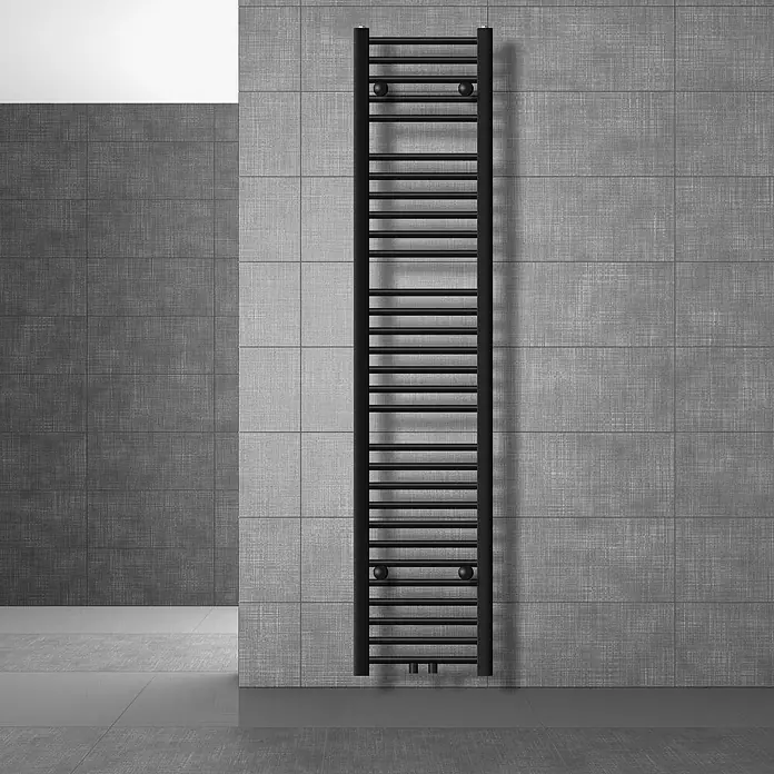 LuxeBath Badheizkörper Designheizkörper Sahara Handtuchheizung Handtuchwärmer - B x H: 3 x 180 cm, Schwarz