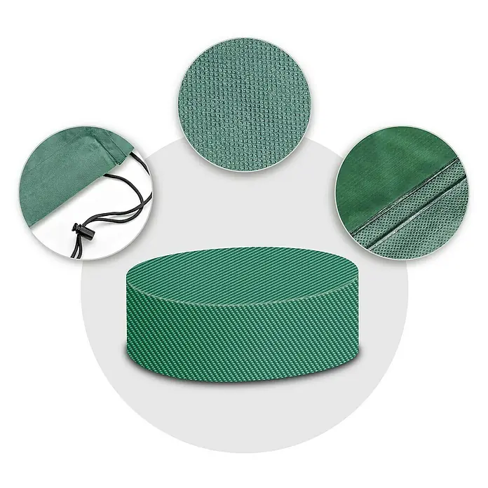 Pura Vida Gartentisch-Schutzhülle Supreme Rund - L x B x H: 107 x 107 x 71 cm, Polyethylen, Polypropylen, 160 g/m², Grün - Grüner, runder Schutzbezug aus Waffelgewebe mit Kordelzug und verstärkten Nähten.