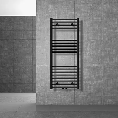 LuxeBath  Badheizkörper Handtuchwärmer Mittelanschluss gerade mit Eckform Thermostatventil