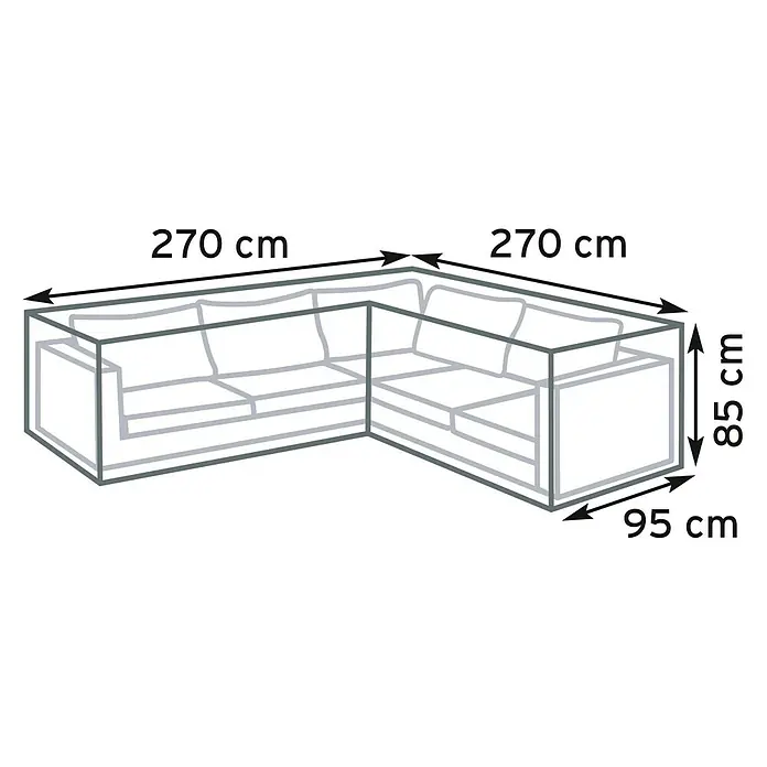 Pura Vida Loungemöbel Schutzhülle Supreme - L x B x H: 270 x 95 x 85 cm, Polyethylen, Polypropylen, 160 g/m², Grün - Transparente L-förmige Sofahülle mit Maßen: 270x270 cm Länge, 95 cm Tiefe, 85 cm Höhe.