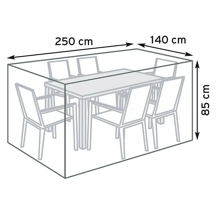 Pura Vida Sitzgruppen-Schutzhülle Supreme - L x B x H: 250 x 140 x 85 cm, Polyethylen, Polypropylen, Grün - Transparente Schutzhülle für Esstisch und Stühle, Maße 250x140x85 cm.