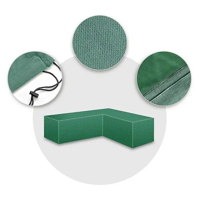 Pura Vida Loungemöbel Schutzhülle Supreme - L x B x H: 270 x 95 x 85 cm, Polyethylen, Polypropylen, 160 g/m², Grün - Grüne L-förmige Abdeckung mit strukturierter Oberfläche und Kordelzug.