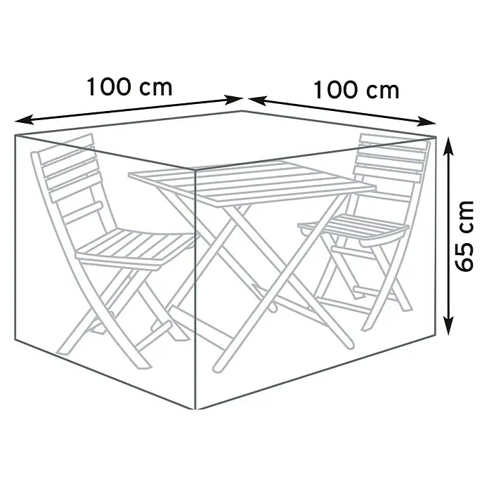 Pura Vida Balkonmöbel Schutzhülle Supreme - L x B x H: 100 x 100 x 65 cm, Polyethylen, Polypropylen, 160 g/m², Grün - Schutzhülle für Gartenmöbel, umschließt einen Bistrotisch und zwei Stühle. Maße: 100x100x65 cm.