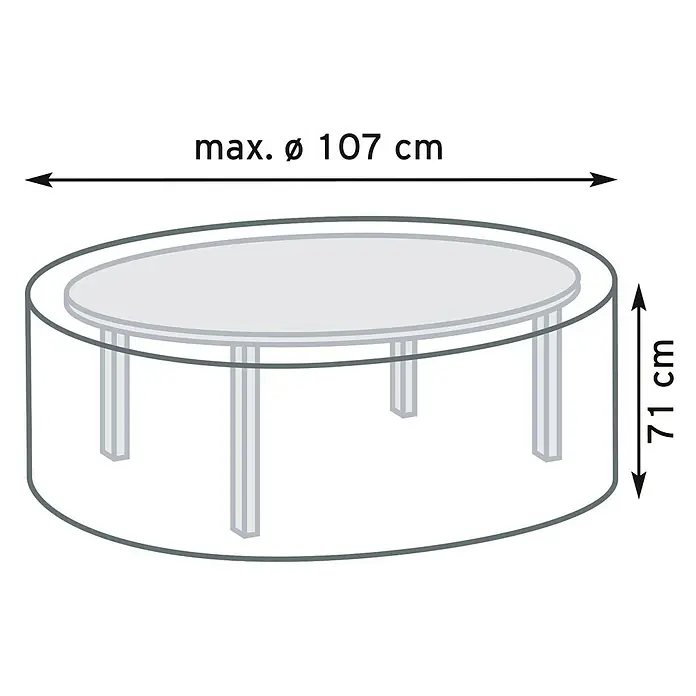 Pura Vida Gartentisch-Schutzhülle Supreme Rund - L x B x H: 107 x 107 x 71 cm, Polyethylen, Polypropylen, 160 g/m², Grün - Klare Schutzhülle für runden Tisch, max. Ø 107 cm, Höhe 71 cm.