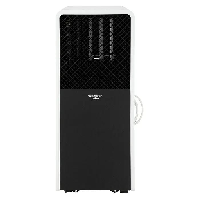 Voltomat Aire acondicionado portátil WiFi Khione I - 2.600 W, Tamaño de la estancia: 18 m² - 32 m², Negro/Blanco - Enfriador de aire blanco y negro con rejilla frontal, asa lateral y ruedas para fácil movilidad.