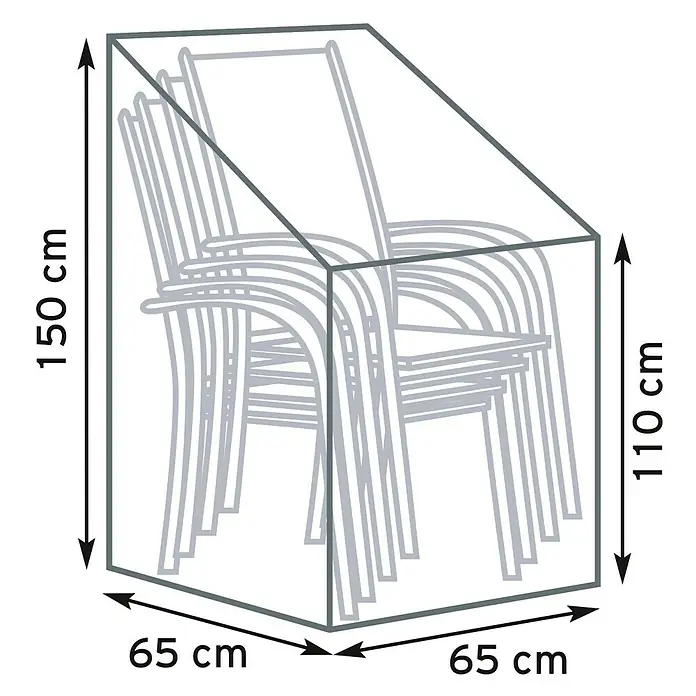 Pura Vida Stapelsessel-Schutzhülle Supreme - L x B x H: 65 x 65 x 150 cm, Polyethylen, Polypropylen, 160 g/m², Grün - Schutzhülle für gestapelte Stühle, Maße 150/110x65x65 cm.