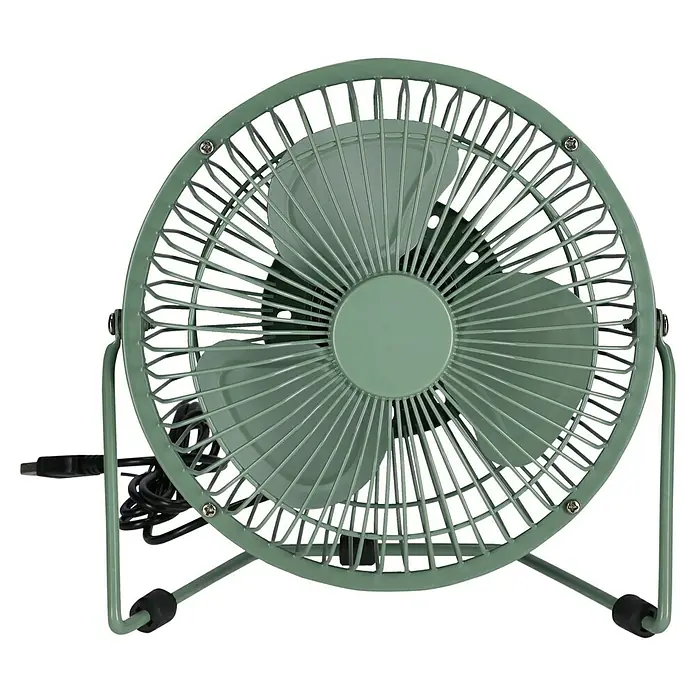 Voltomat USB-Ventilator Mini - Grün, 18 cm - Kompakter grüner Metall-Tischventilator mit Schutzgitter und Standfuß, inklusive Stromkabel.
