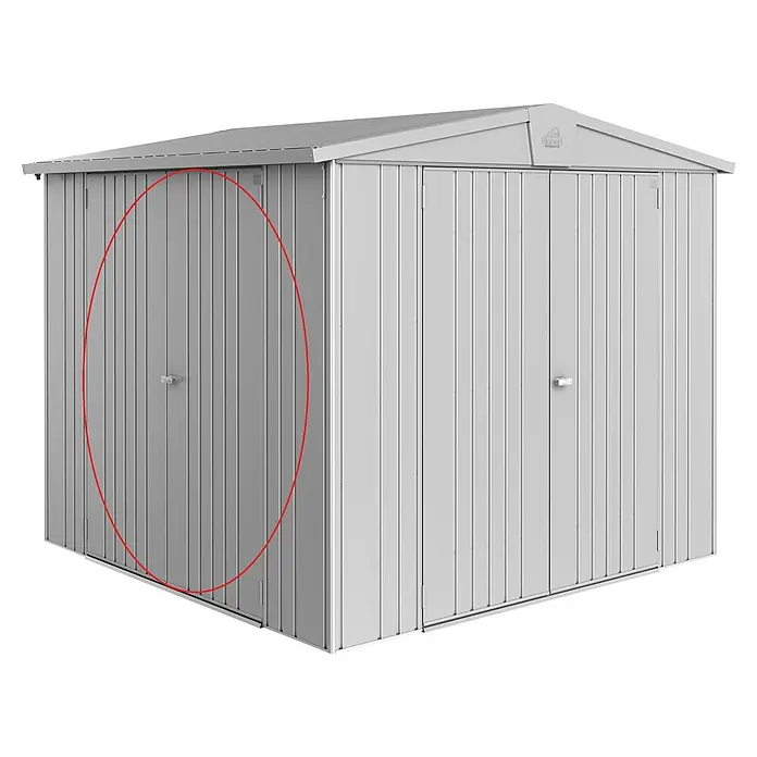 Biohort Europa Zusatztür - Silber-Metallic, Passend für: Biohort Gerätehaus Europa - Grauer Metall-Gartenschuppen mit Wellblechwänden und Türen.