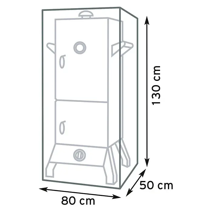 Pura Vida Grill-Schutzhülle Supreme Räuchergrill - L x B x H: 80 x 50 x 130 cm, Polyethylen, Polypropylen, 160 g/m², Schwarz - Transparente Schutzhülle für einen vertikalen Smoker, 130 cm hoch, 80 cm breit und 50 cm tief.