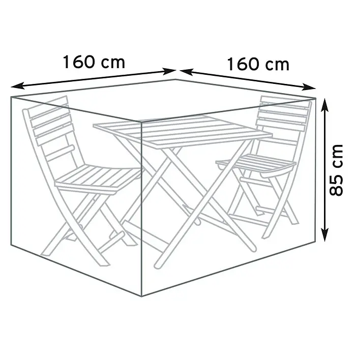 Pura Vida Balkonmöbel Schutzhülle Supreme - L x B x H: 160 x 160 x 85 cm, Polyethylen, Polypropylen, 160 g/m², Grün - Rechteckige Schutzhülle für Gartenmöbel, 160x160x85 cm, passend für Tisch und zwei Stühle.