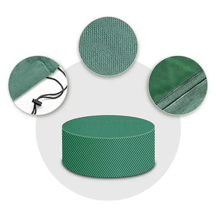 Pura Vida Grill-Schutzhülle Supreme Feuerstelle - Passend für: Feuerstellen bis 90 x 90 x 50 cm, Polyethylen, Polypropylen, 160 g/m², Grün - Grüner runder Bezug mit texturiertem Material, Kordelzugverschluss und versiegelten Nähten.