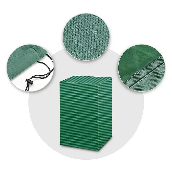 Pura Vida Grill-Schutzhülle Supreme - Polyethylen, Polypropylen, 160 g/m², Grün - Grüne rechteckige Schutzhülle mit texturiertem Stoff, Kordelzug und verstärkten Nähten.