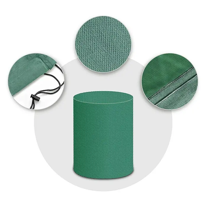 Pura Vida Grill-Schutzhülle Supreme Rund - Passend für: Runde Gasgrills bis 80 x 110 cm, Polyethylen, Polypropylen, 160 g/m², Grün - Grüner zylindrischer Bezug mit strukturiertem Stoff, Kordelzug und versiegelten Nähten.
