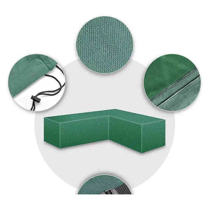 Pura Vida Loungemöbel Schutzhülle Supreme - L x B x H: 320 x 100 x 85 cm, Polyethylen, Polypropylen, 160 g/m², Grün - Grüner L-förmiger Möbelbezug aus strukturiertem Stoff mit Kordelzug und verstärkten Nähten.