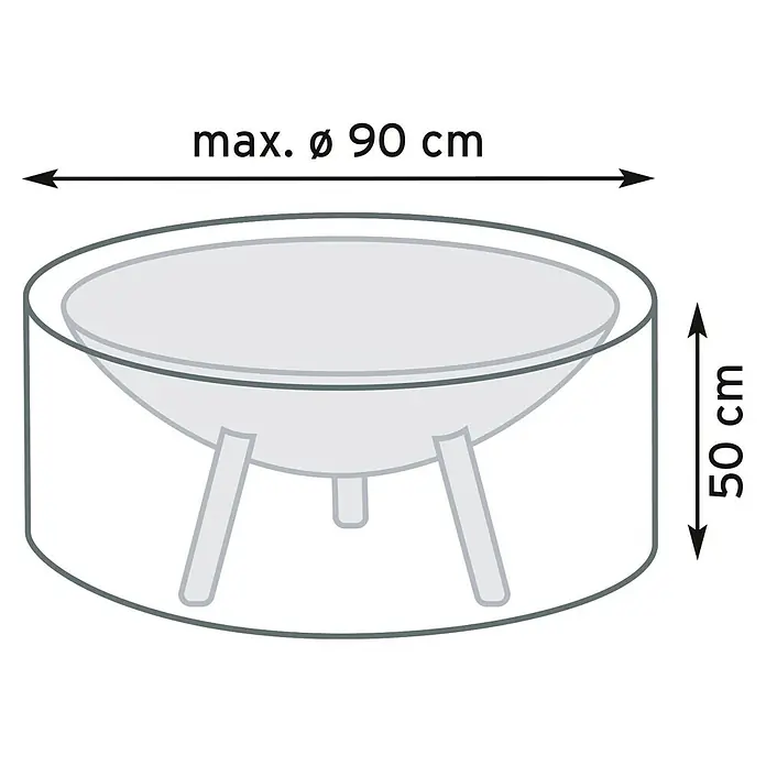 Pura Vida Grill-Schutzhülle Supreme Feuerstelle - Passend für: Feuerstellen bis 90 x 90 x 50 cm, Polyethylen, Polypropylen, 160 g/m², Grün - Graue, runde Schutzhülle für Feuerschalen, max. Ø 90 cm und 50 cm Höhe.