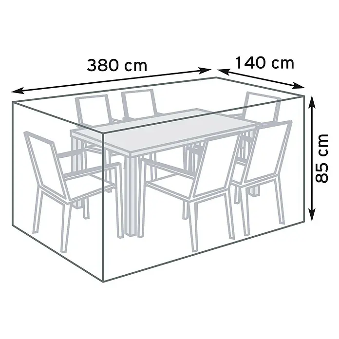 Pura Vida Sitzgruppen-Schutzhülle Supreme - L x B x H: 380 x 140 x 85 cm, Polyethylen, Polypropylen, Grün - Transparente Schutzhülle für Gartentisch und Stühle, Maße 380x140x85 cm.