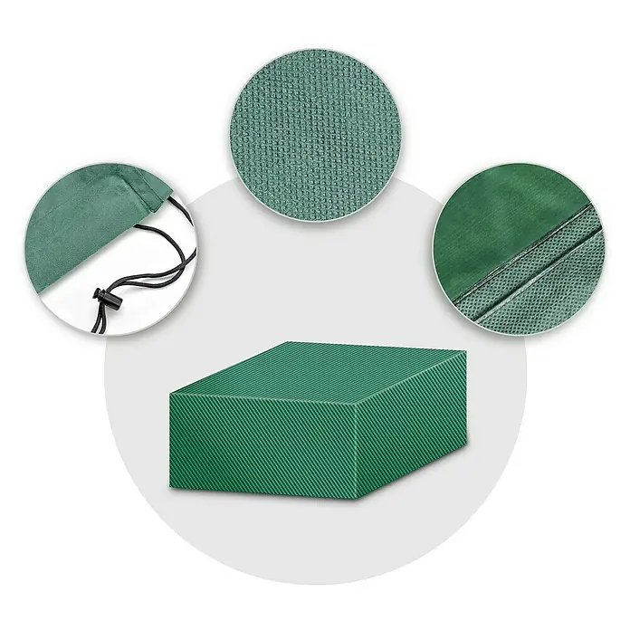 Pura Vida Grill-Schutzhülle Supreme Feuerstelle - Passend für: Feuerstellen bis 85 x 85 x 50 cm, Polyethylen, Polypropylen, 1.600 g/m², Grün - Grüne strukturierte Schutzhülle mit Kordelzug und versiegelten Nähten.