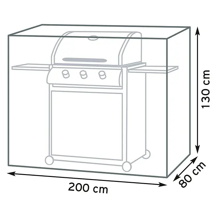 Pura Vida Grill-Schutzhülle Supreme - Passend für: Gasgrills bis 200 x 80 x 130 cm, Polyethylen, Polypropylen, 160 g/m², Grün - Transparente Schutzhülle für einen Grill mit Maßen: 200x80x130 cm.