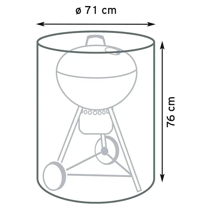 Pura Vida Grill-Schutzhülle Supreme - Passend für: Runde Gasgrills bis 71 x 76 cm, Polyethylen, Polypropylen, 160 g/m², Grün - Zylindrische Grillabdeckung mit Maßen: 71 cm Durchmesser, 76 cm Höhe.