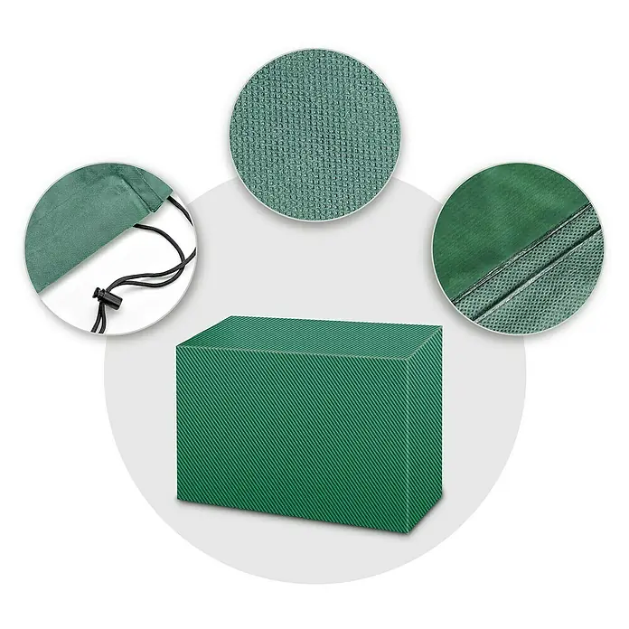 Pura Vida Gartenbank-Schutzhülle Supreme - L x B x H: 160 x 75 x 80 cm, Polyethylen, Polypropylen, 160 g/m², Grün - Grüne, rechteckige Abdeckung aus strukturiertem Stoff mit wasserdichten Nähten und Kordelzug für Outdoor-Schutz.