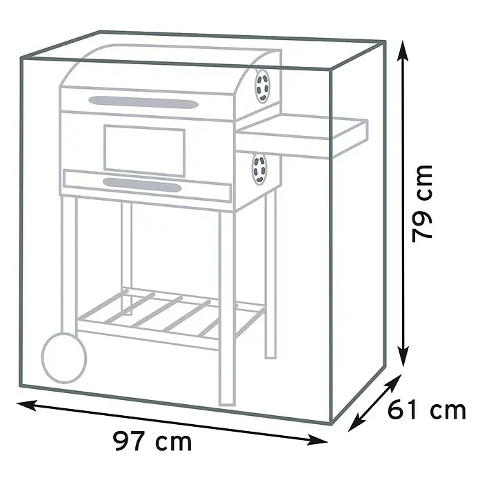 Pura Vida Grill-Schutzhülle Supreme - Passend für: Gasgrills bis 97 x 61 x 79 cm (S), Polyethylen, Polypropylen, 160 g/m², Schwarz - Transparente Abdeckung für Grill, Maße: 97 cm L x 61 cm T x 79 cm H.