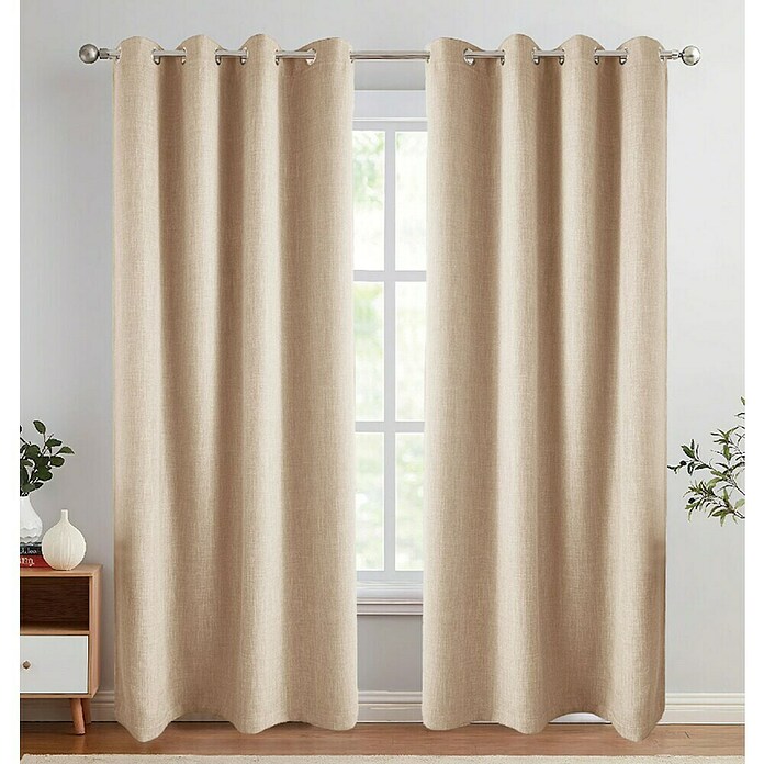 Visillo para ventana Lille Set de 2 uds (An x Al: 140 x 260 cm, 100% poliéster, Taupe, 2 ud.) | BAUHAUS