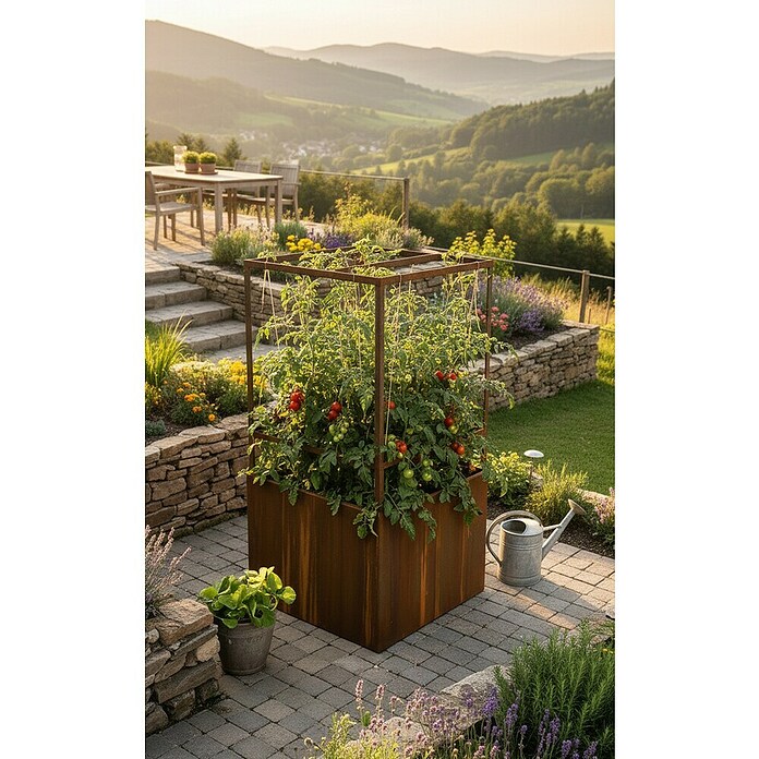 Palatino Hochbeet Home of Tomatoes (100 x 100 x 183 cm, Cortenstahl, Rostbraun) | BAUHAUS