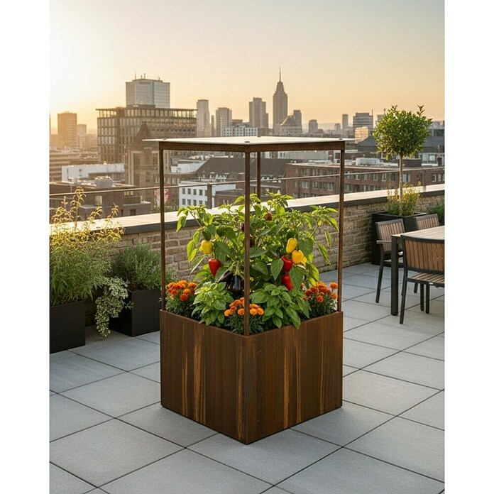 Palatino Hochbeet Home of Tomatoes (100 x 100 x 183 cm, Cortenstahl, Rostbraun) | BAUHAUS