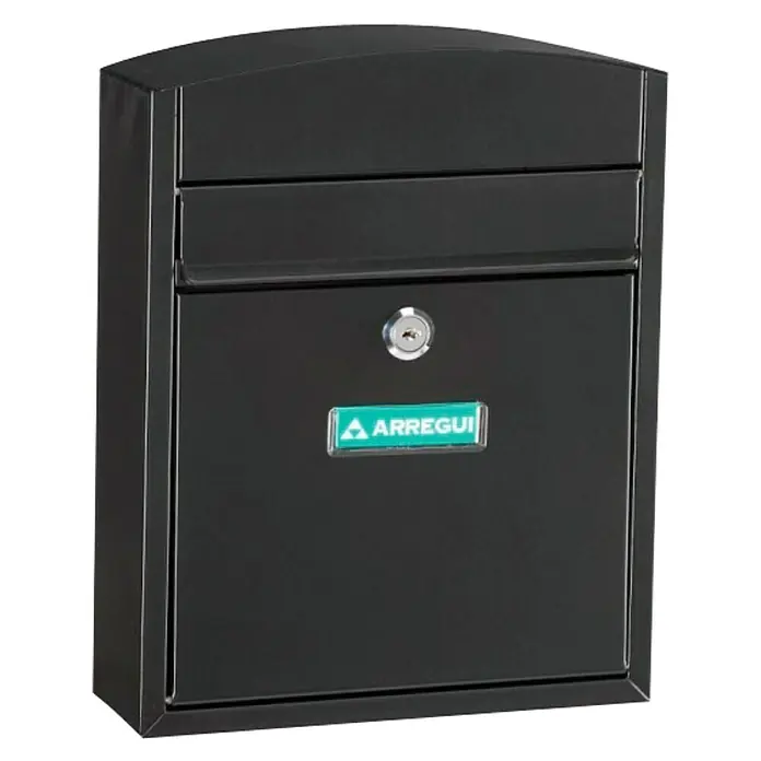 Arregui Compact Buzón de pared E-573 - L x An x Al: 24 x 9,5 x 28,5 cm, Negro, Acero inoxidable - Buzón negro Arregui para uso exterior. Un buzón robusto y elegante para guardar de forma segura su correo.