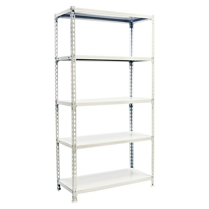 Simonrack Simonclick Estantería metálica Plus con funda (Al x An x Pr: 200 x 100 x 30 cm, Capacidad de carga por balda: 180 kg, Número de baldas: 5 ud., Inserción, Blanco) | BAUHAUS