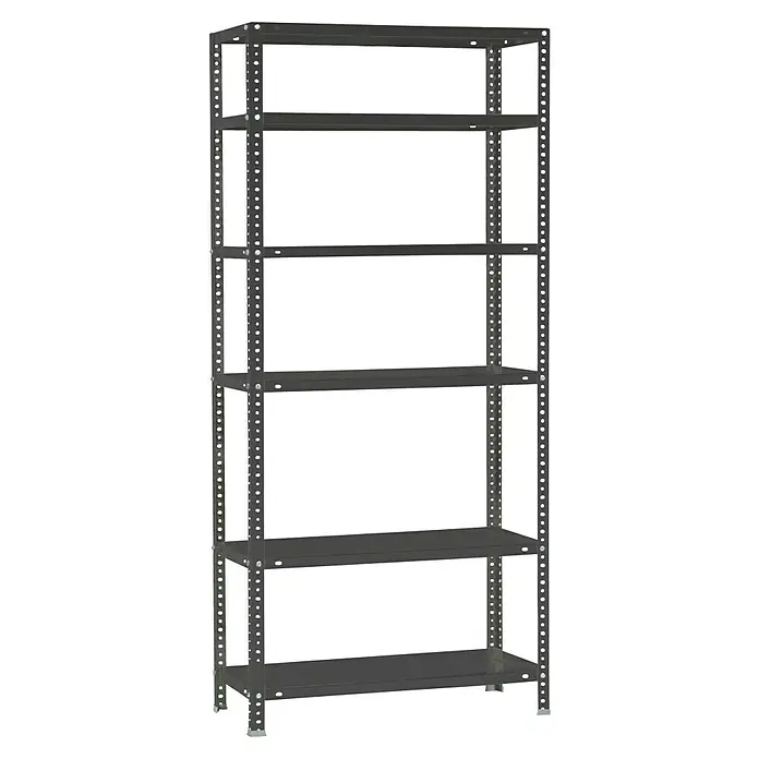 Simonrack Simonclassic Estantería metálica Comfort Mini - Al x An x Pr: 200 x 80 x 30 cm, Capacidad de carga por balda: 100 kg, Número de baldas: 6 ud., Atornillado, Antracita - Estantería industrial de metal gris oscuro con 6 baldas ajustables para almacenamiento.