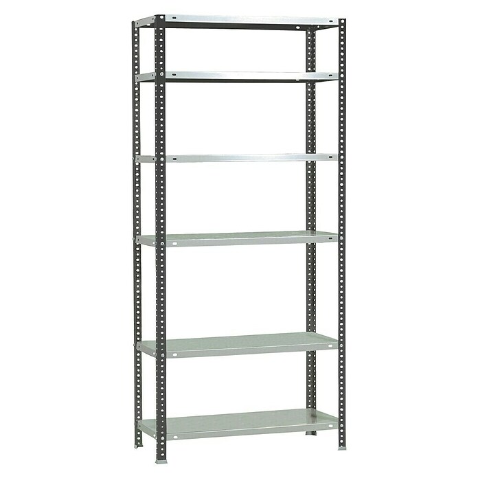 Simonrack Simonclassic Estantería metálica Comfort Plus (Al x An x Pr: 200 x 100 x 50 cm, Capacidad de carga por balda: 100 kg, Número de baldas: 6 ud., Atornillado, Antracita/Blanco) | BAUHAUS