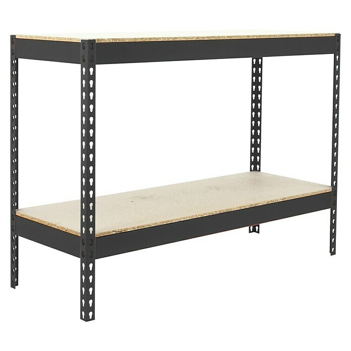 Simonrack Ecoforte Estantería para cargas pesadas Chipboard (Al x An x Pr: 90 x 150 x 60 cm, Capacidad de carga por balda: 400 kg, Número de baldas: 2 ud., Inserción, Antracita/Madera) | BAUHAUS