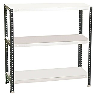 Simonrack Simonclassic Estantería metálica Comfort (Al x An x Pr: 200 x 90 x 40 cm, Capacidad de carga por balda: 100 kg, Número de baldas: 3 ud., Atornillado, Antracita/Blanco)