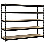 Simonrack Simonforte Estantería para cargas pesadas Chipboard (Al x An x Pr: 300 x 120 x 45 cm, Capacidad de carga por balda: 600 kg, Número de baldas: 5 ud., Inserción, Antracita/Madera) | BAUHAUS