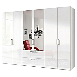 Express Möbel Drehtürschrank Brooklyn (L x B x H: 58 x 300 x 216 cm, Weiß, 2 Spiegel, Lackiert, Anzahl Schubladen: 2 Stk.)
