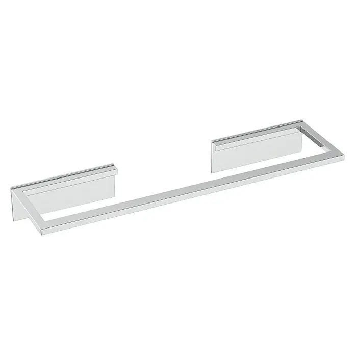 Toallero de barra Urban - Ancho: 30 cm, Cromo - Tirador de metal color plata con dos secciones de agarre rectangulares blancas integradas.