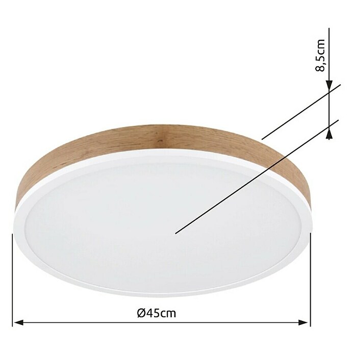 Globo LED okrogla stropna svetilka  (24 W, Ø x V: 450 x 85 mm, Barva svetlobe: Toplo bela) | 3016 - Deckenleuchte | CACB - Deckenleuchten | CAC - Indoorleuchten | CA - Beleuchtung | C - Elektro | BAUHAUS